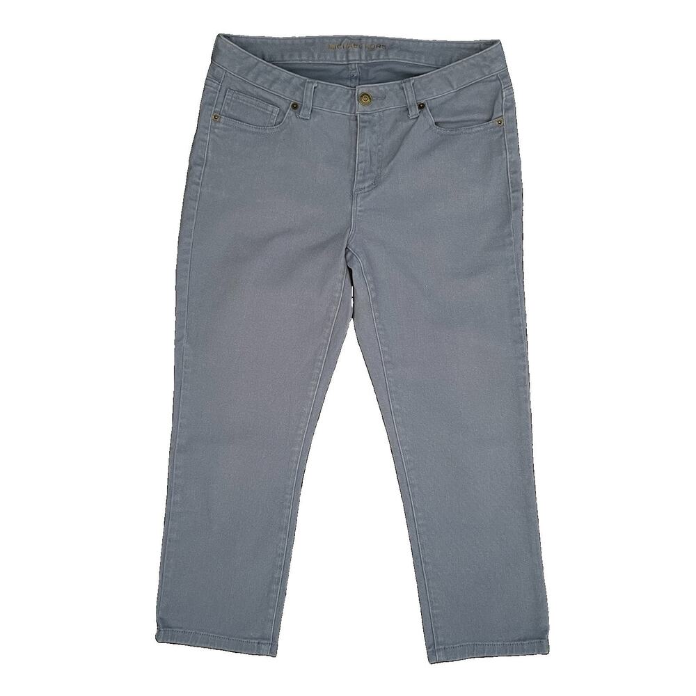 Michael Kors Women’s Blue Gray Cropped Stretch Jeans 5-Pocket size 4